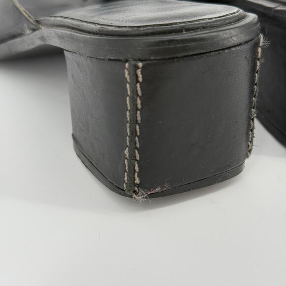 Wesley and Co Leather Sandals Size 6 Square Toe Block Heel Minimal Y2K Brazil - Picture 5 of 9
